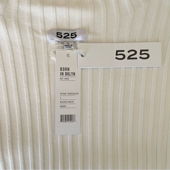 525 America Mock Turtle Neck Ribbed Short Sleeve Top Size Large Bleach White NWT - Picture 3 of 4